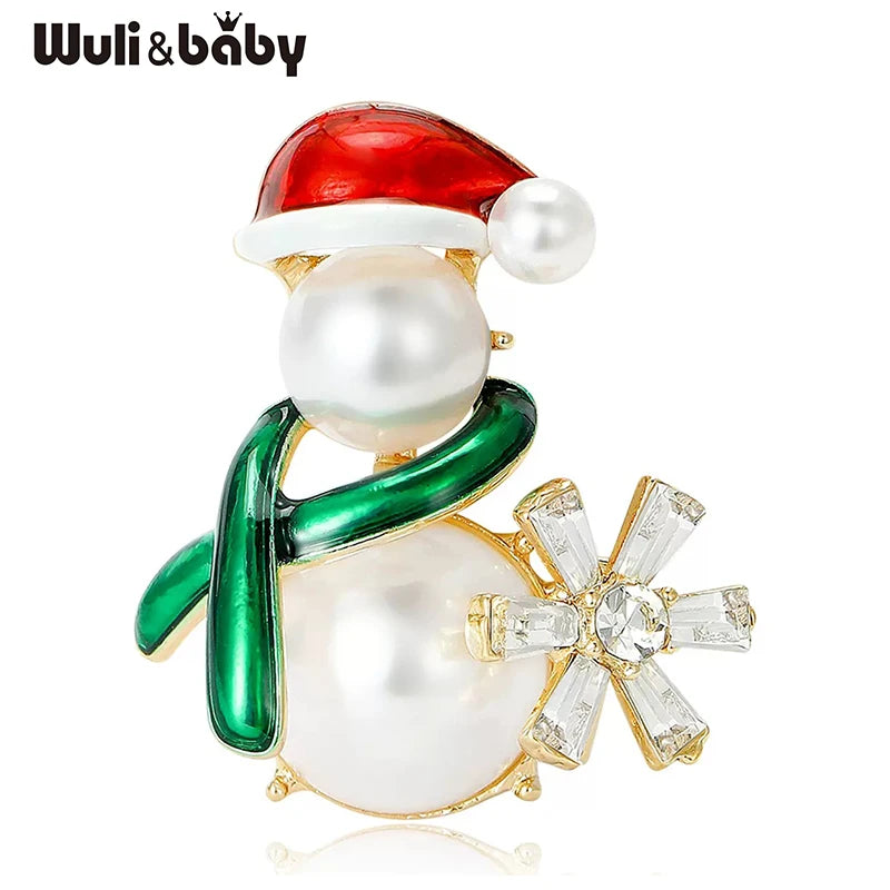 PENDRA Lovely Pearl Snowman Brooch