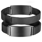 Chunky Magnetic Mesh Strap Bracelets for Men Boys,Custom Text ID Name Chain Wristband,Valentine's Day Father's Day Gift