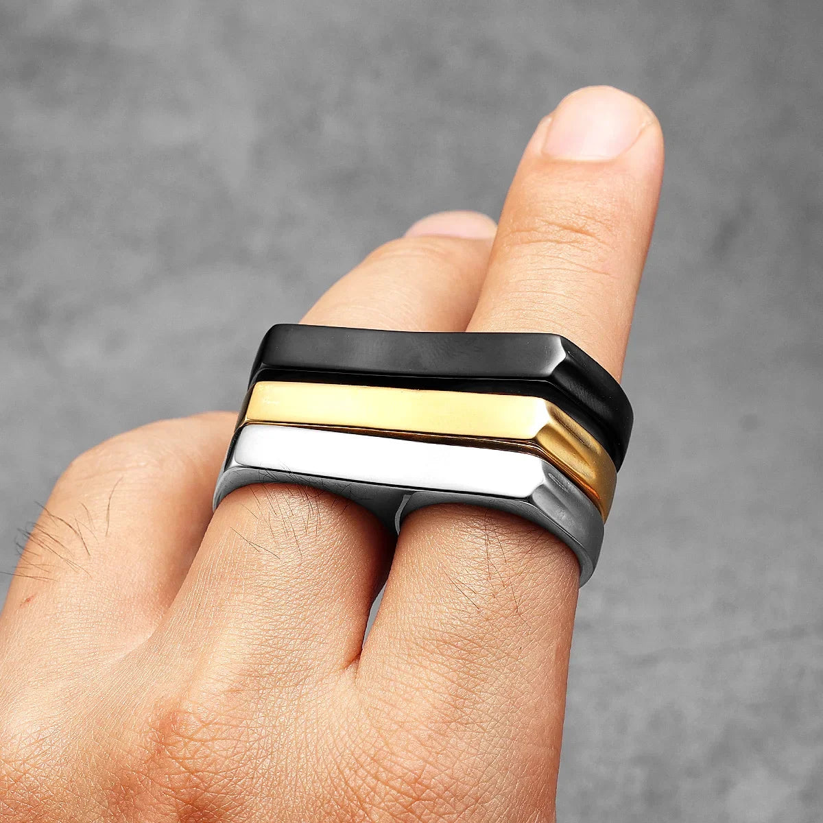Connect Two Fingers Men Rings Stainless Steel Unique Punk Rock Women Jewelry Fashion Accessories Stranger Things Gift Wholesale