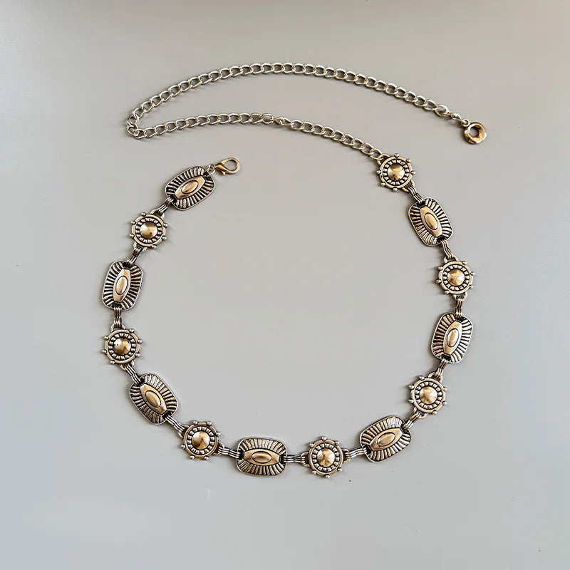 Western Cowboy Punk Women's Waist Chain Vintage Style High Quality Luxury Designer Golden Metal Belt Female Fashion Body Jewelry