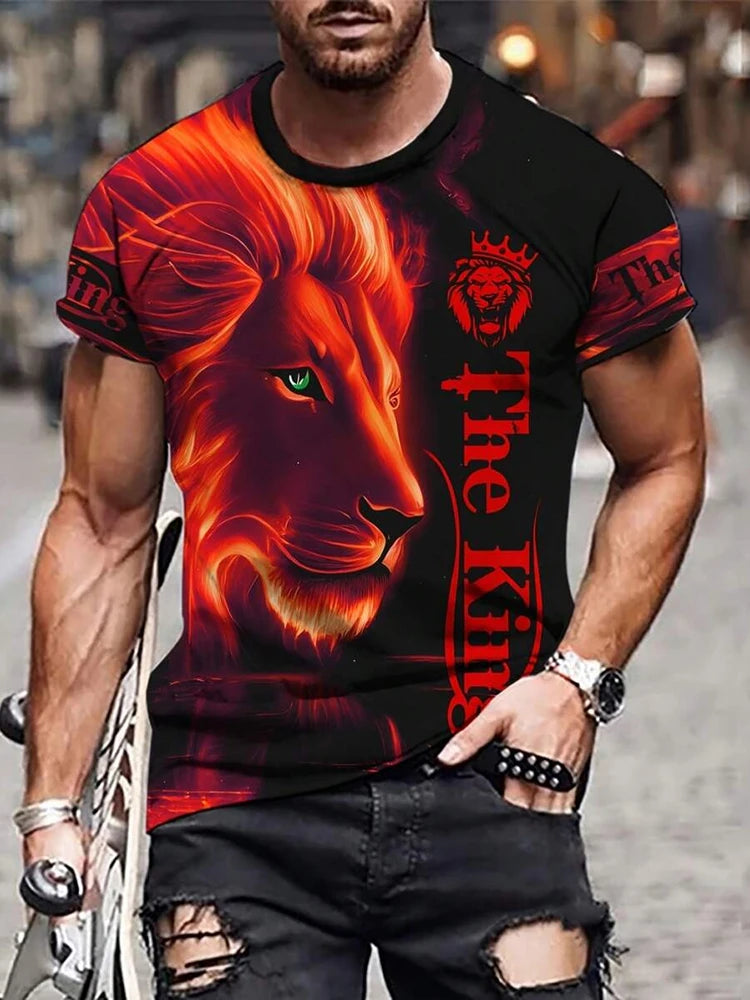 PENDRA Short-Sleeve Lion Print T-Shirt