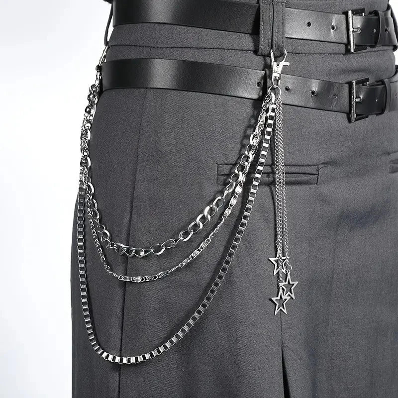 PENDRA Crossstar Layered Waist Chain Keychain