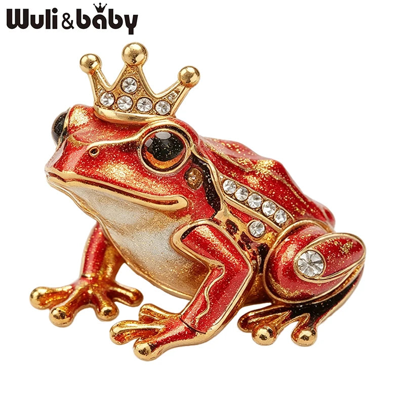 PENDRA Crown Frog Rhinestone Brooch