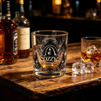 Gothic Skull Bat Whiskey Glass, Ozzy Inspired Gold Rim Cocktail Glass