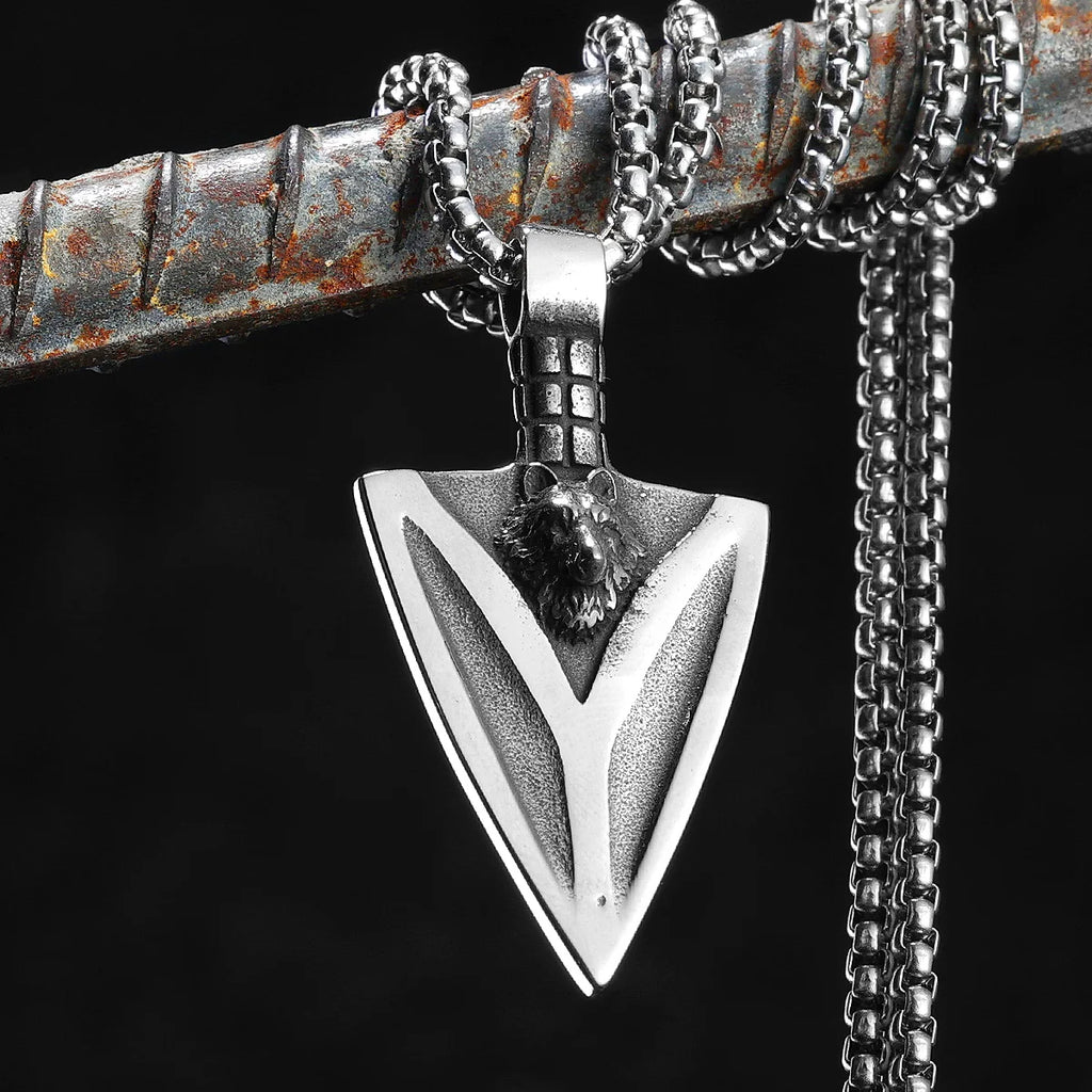 PENDRA Wolf Spearhead Steel Necklace