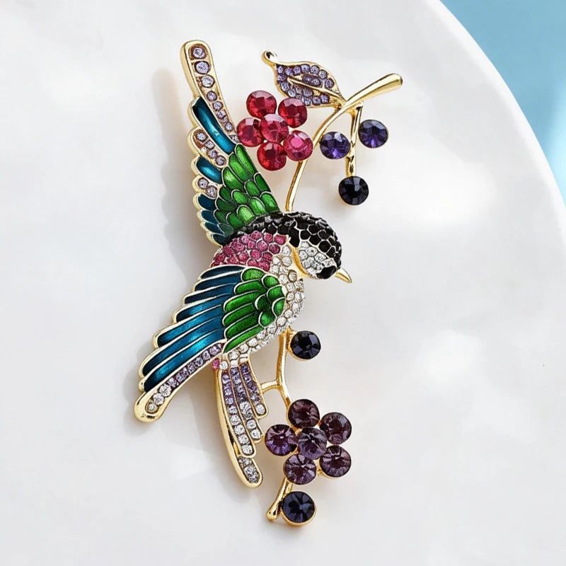 PENDRA Orchard Enamel Bird Brooch