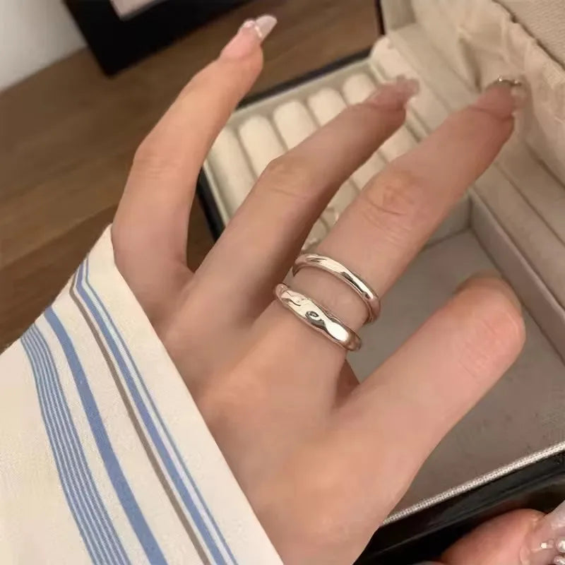 VENTFILLE 925 Sterling Silver Double Layer Vintage Twisted Ring For Female Gift Trend Open Adjustable Design Jewelry Wholesale