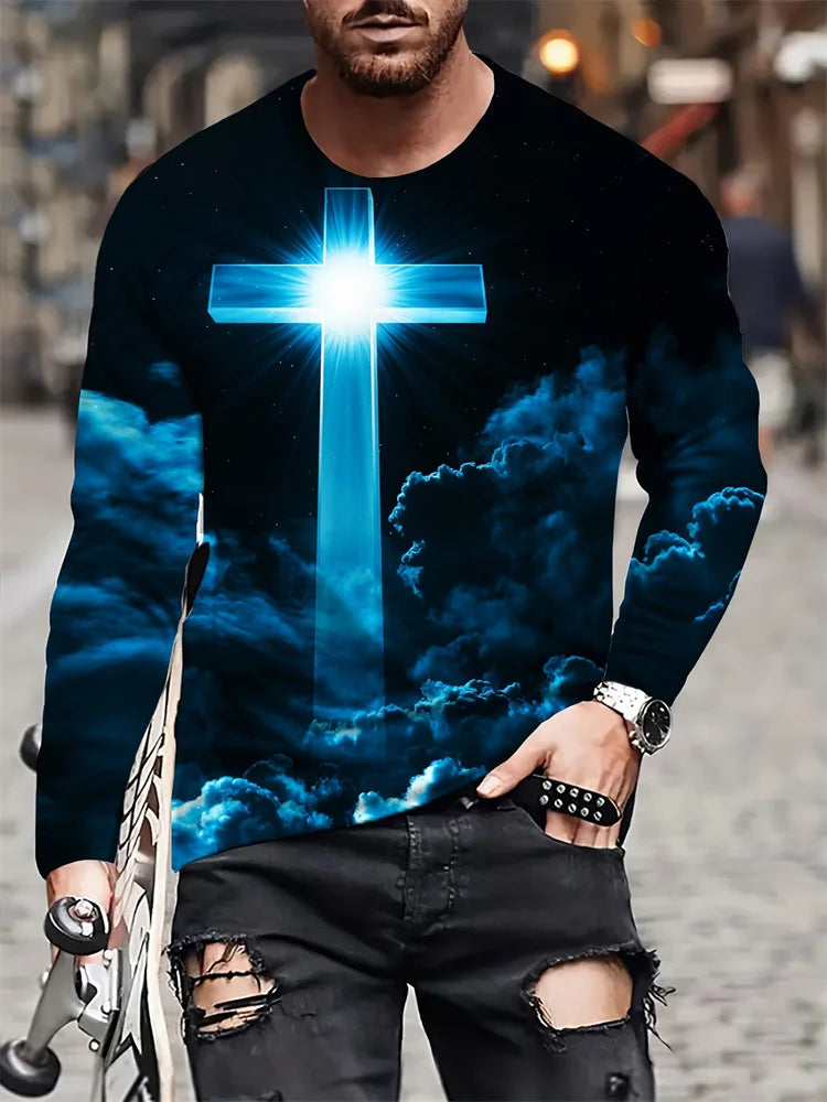 PENDRA Printed Long Sleeve God T-Shirt