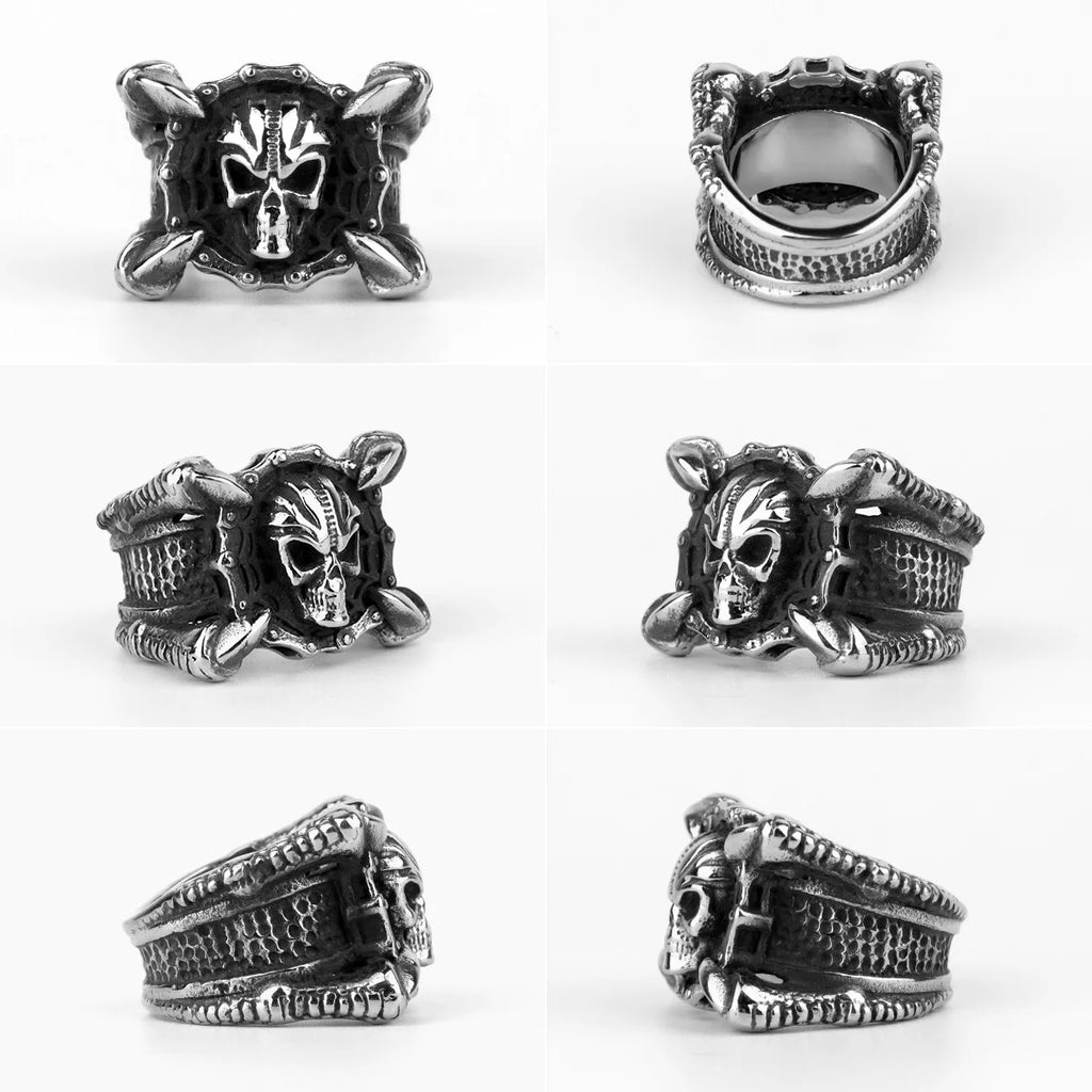 PENDRA Skull Dragon Claw Steel Ring