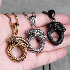 PENDRA Ouroboros Snake Dragon Steel Necklace