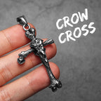 PENDRA Crow Bone Cross Steel Necklace