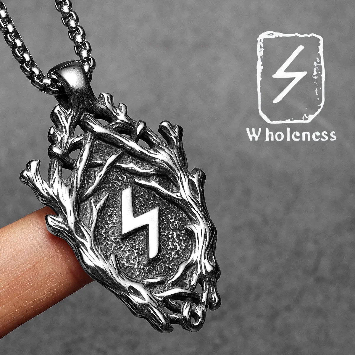 PENDRA Rune Branch Steel Necklace