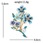 PENDRA Azurelle Elegant Blue Flower Brooch