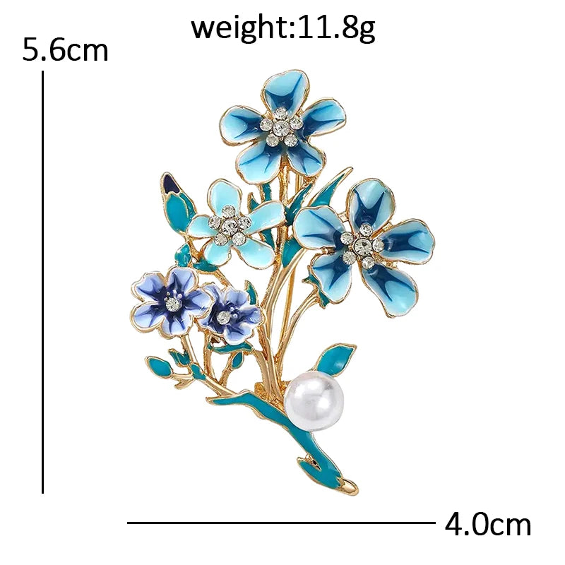 PENDRA Azurelle Elegant Blue Flower Brooch
