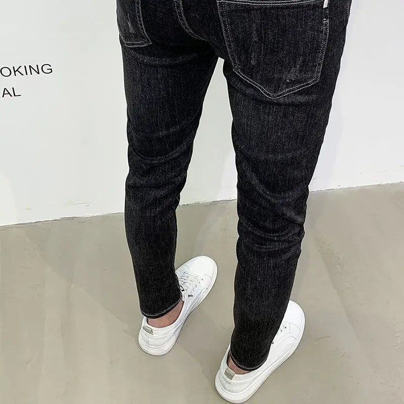 PENDRA Korean Slim Black Jeans