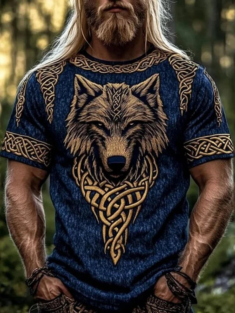 PENDRA Nordic Mythology Totem 3D-Printed Short-Sleeve T-Shirt