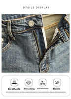 Men's Cropped Jeans Slim Fit Korean Trendy 2026 Spring Summer Blue Youth Trendy High-end Motorcycle Pants Men Man Trousers