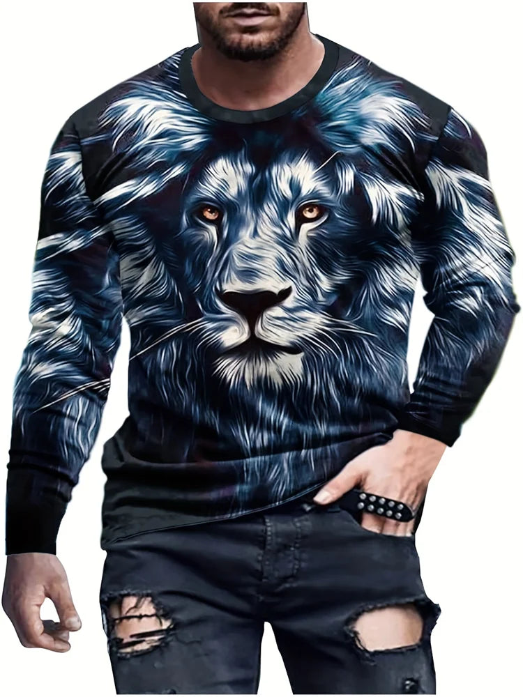 PENDRA Black White Lion Long-Sleeve Long Sleeve T-Shirt