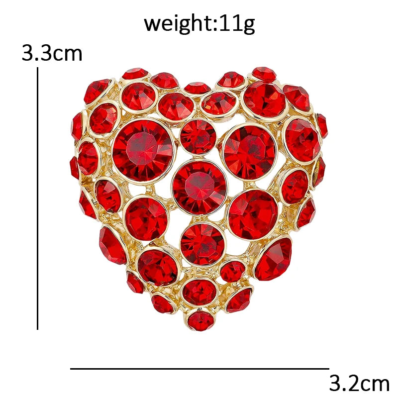 PENDRA Amoria Cute Rhinestone Heart Brooch