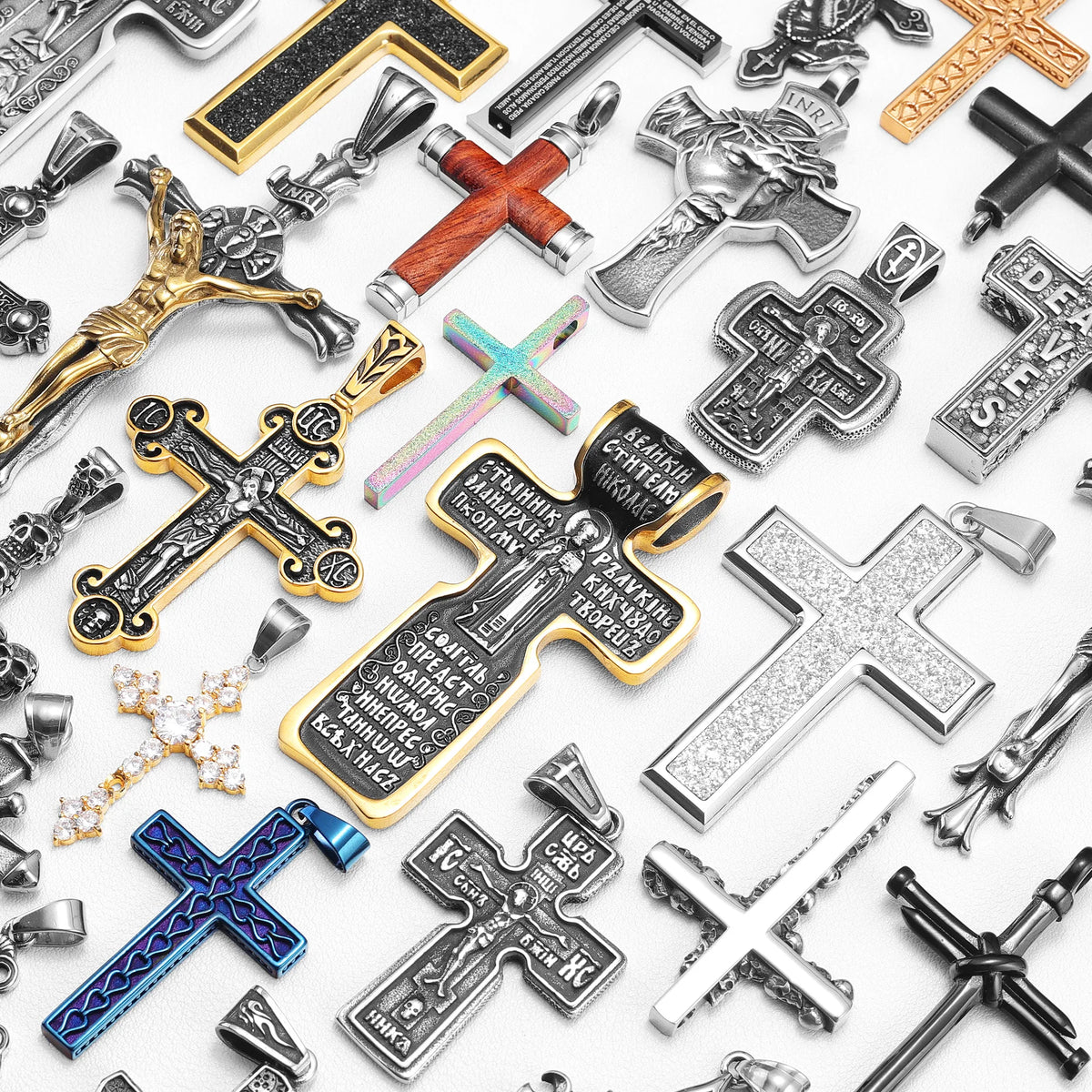 PENDRA Jesus Skull Cross Steel Necklace