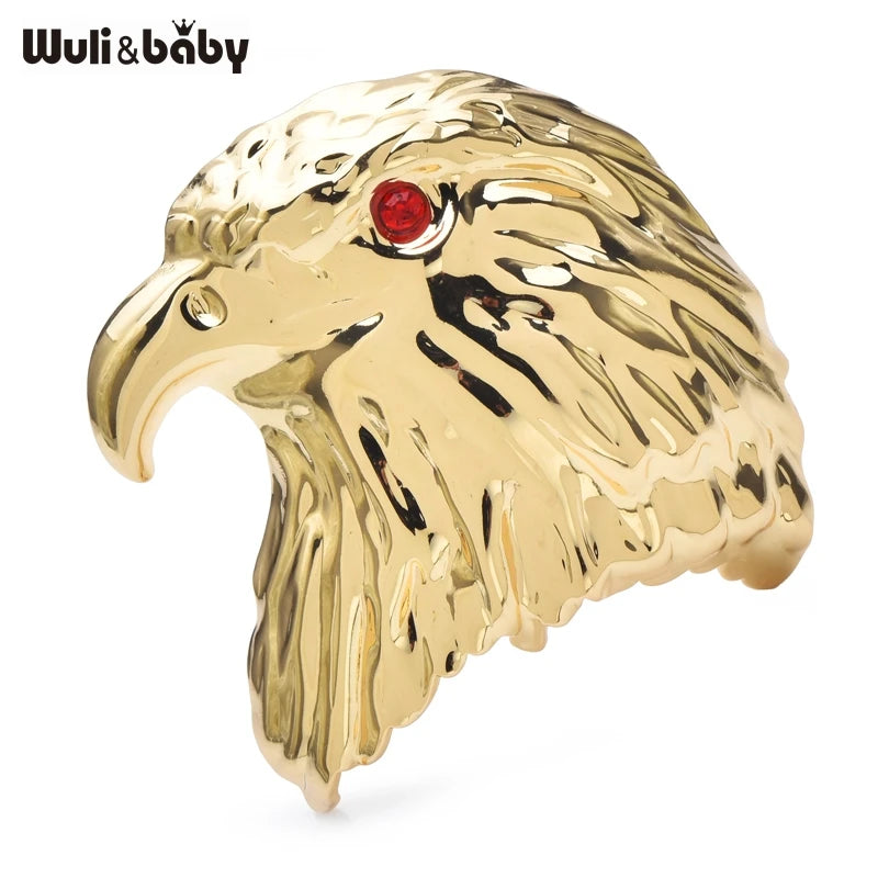 Wuli&baby Stainless Steel Bald Eagle Brooches For Women Unisex 2-color Cool Bird Animal Party Casual Brooch Pins Gifts