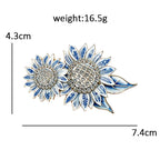 PENDRA Solara 2-Color Enamel Rhinestone Sunflower Brooch