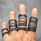 PENDRA Minimalism Runes Damaged Steel Ring