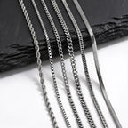 Punk Silver Color Chain Necklace for Men Women,Hip Hop Stainless Steel Braided Link Chokers,Classic Metal Jewelry Gift