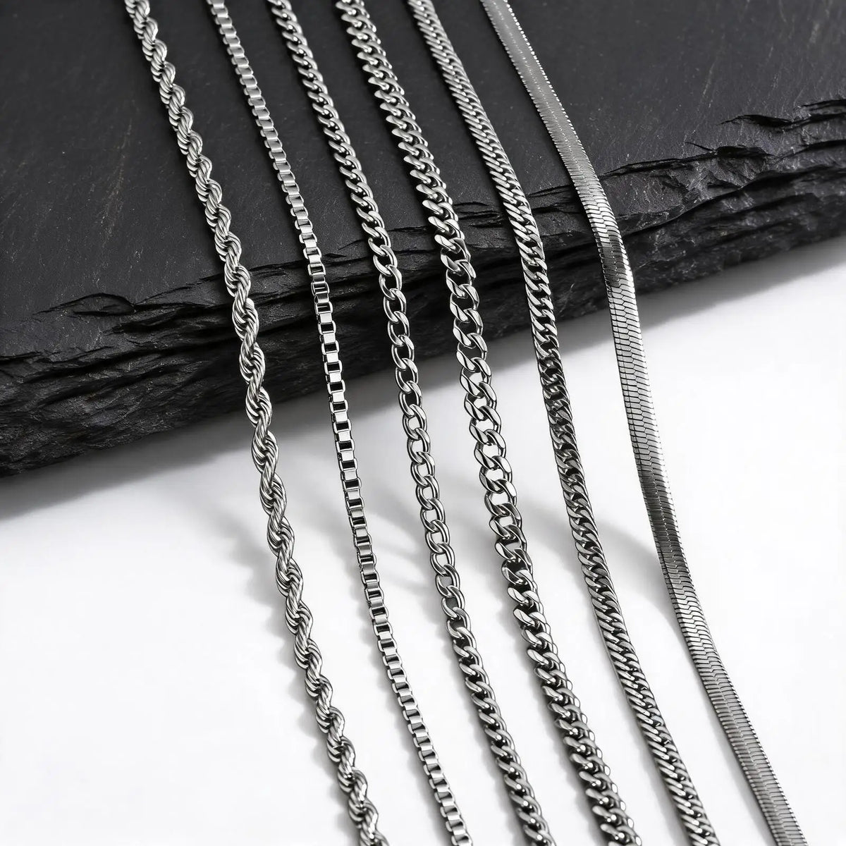 Punk Silver Color Chain Necklace for Men Women,Hip Hop Stainless Steel Braided Link Chokers,Classic Metal Jewelry Gift