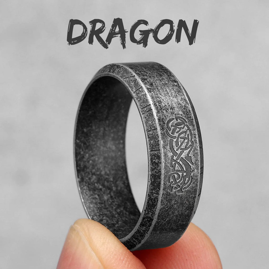 PENDRA Vikings Runes Boyfriend Steel Ring