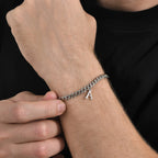 Mens Initials Cuban Links Bracelets,Stainless Steel A-Z 26 Letters Alphabet Charm Chain Wristband Adjustable,Casual Jewelry Gift
