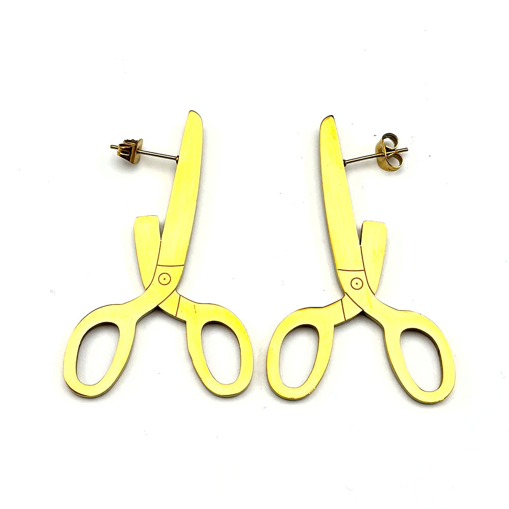 PENDRA Retro Scissor Punk Stud Earrings