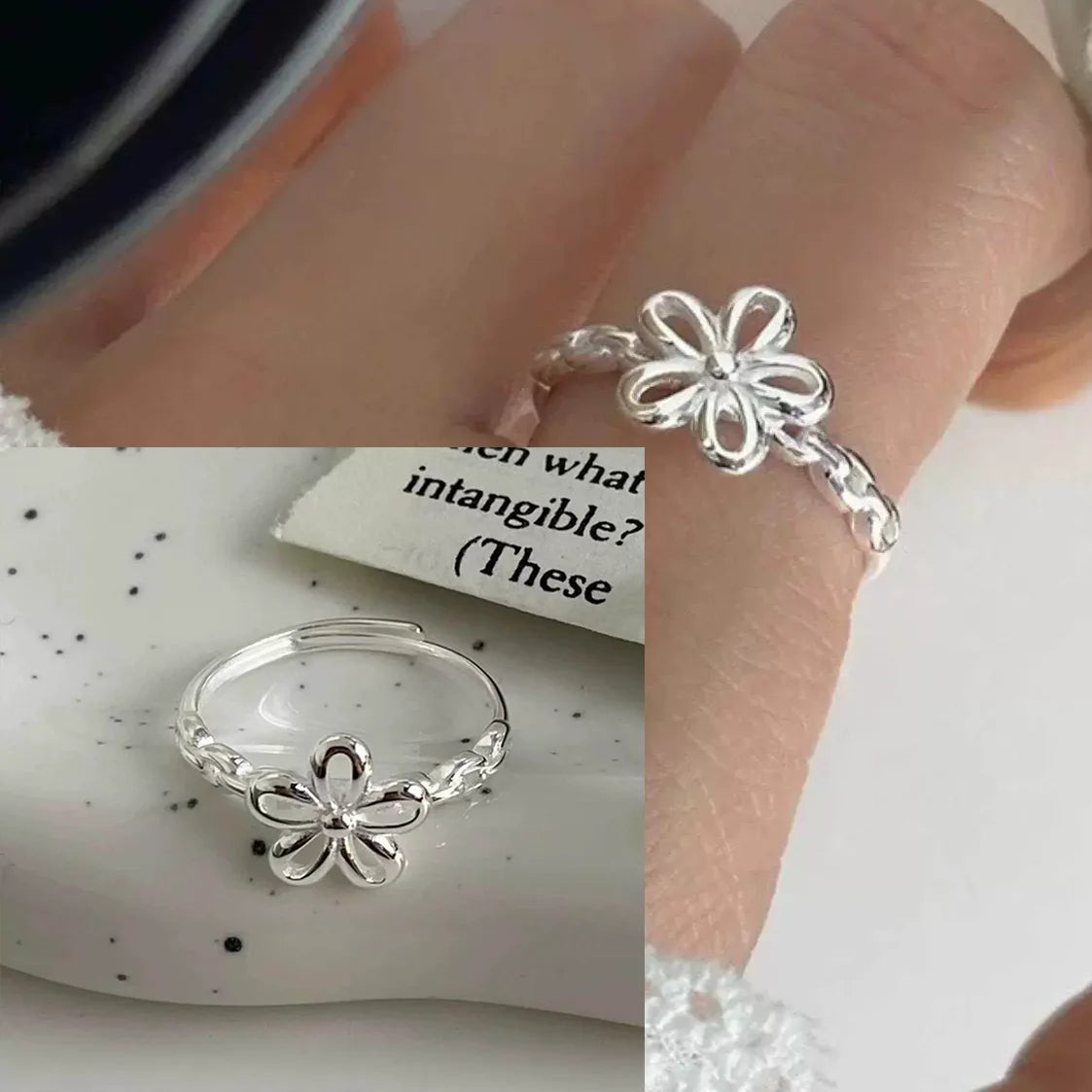 VENTFILLE 925 Sterling Silver Double Layer Vintage Twisted Ring For Female Gift Trend Open Adjustable Design Jewelry Wholesale