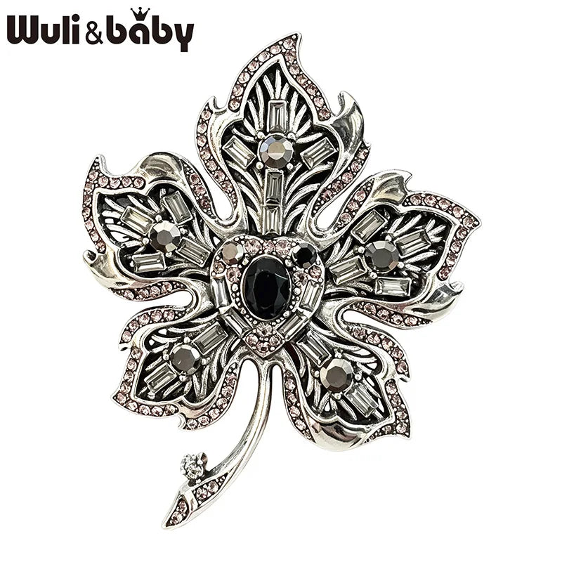 PENDRA Mapletta 4-Color Vintage Rhinestone Leaf Brooch