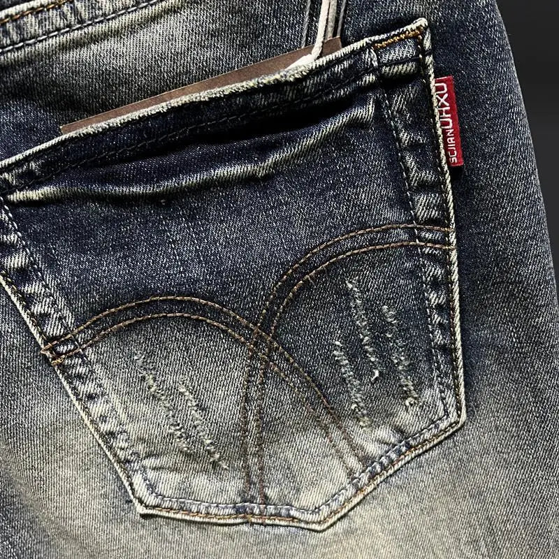 Harajuku Fashion Luxury Clothing Men's Knee-length Shorts Summer Denim Casual Jeans Vintage Washed  High-end Streetwear Shorts