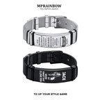 Free Engraving,Stainless Steel Mesh Band Bracelet,Adjustable Bracelet for Men Gift