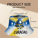 1pc Football Fan Curacao National Flag Soccer Art Style Sports Unisex Printed Fisherman Hat, Stylish Hat with Fun Personalty, Ou