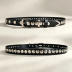 PENDRA Heralia Leather Black Rivet Studded Luxury Belt