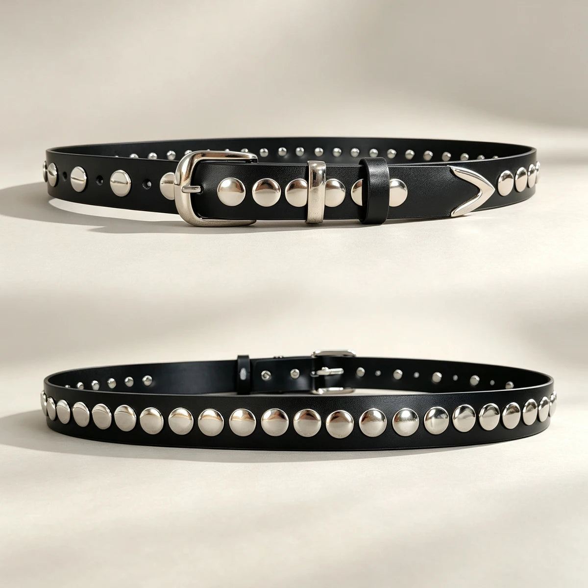 PENDRA Heralia Leather Black Rivet Studded Luxury Belt
