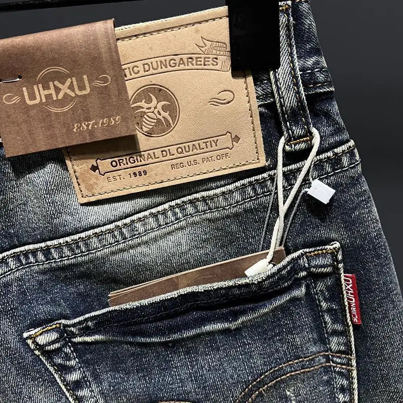 Harajuku Fashion Luxury Clothing Men's Knee-length Shorts Summer Denim Casual Jeans Vintage Washed  High-end Streetwear Shorts