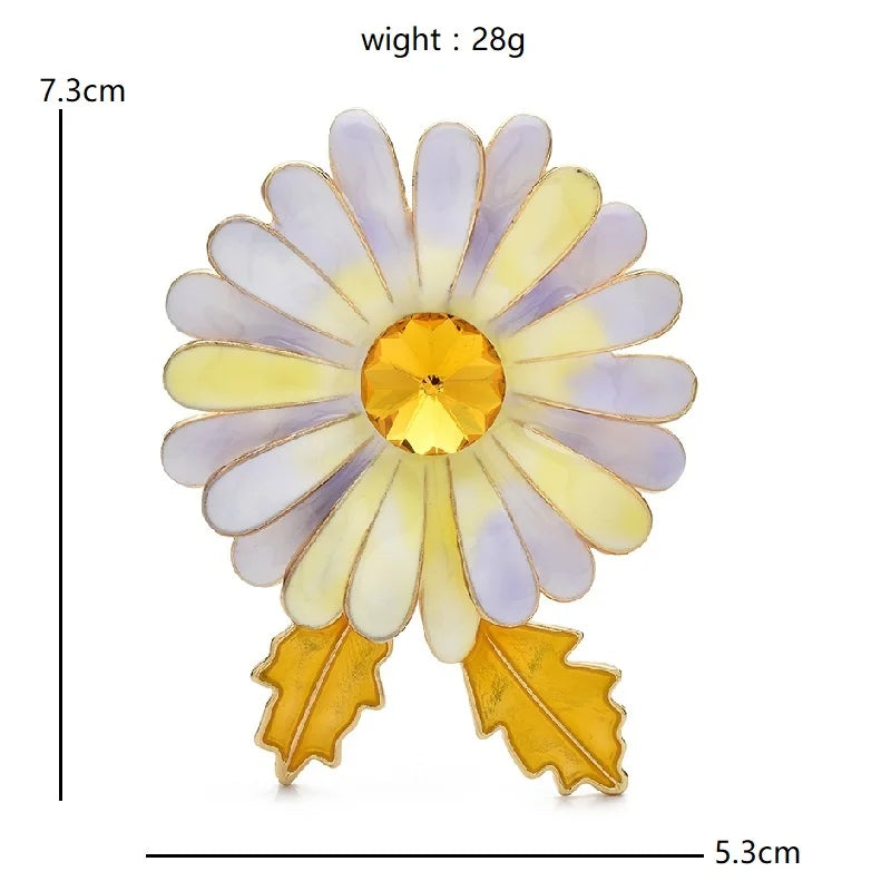 PENDRA Daisyelle Enamel Daisy Flower Brooch