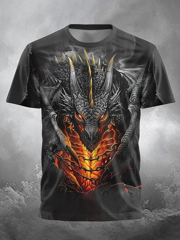 PENDRA Urban Short-Sleeve Dragon Print T-Shirt