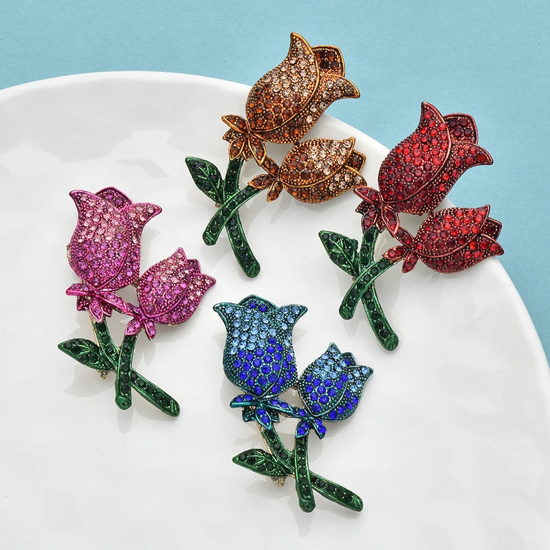 PENDRA Rosalia 4-Color Shining Rose Brooch