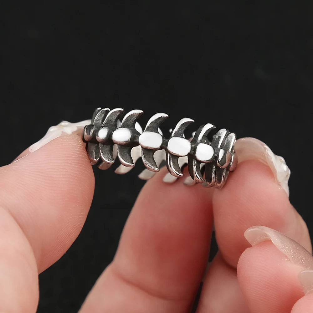 PENDRA Fishbone Stainless Steel Fish Bone Ring