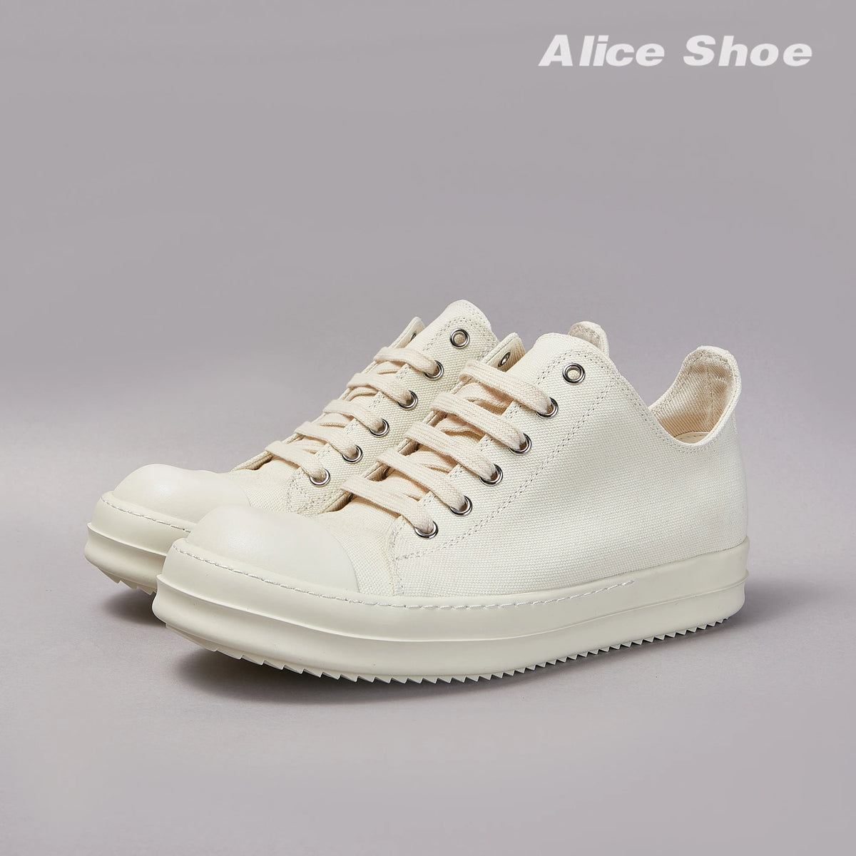 PENDRA Ivory Street Off-White Canvas Low-Top Lace-Up Platform Sneakers