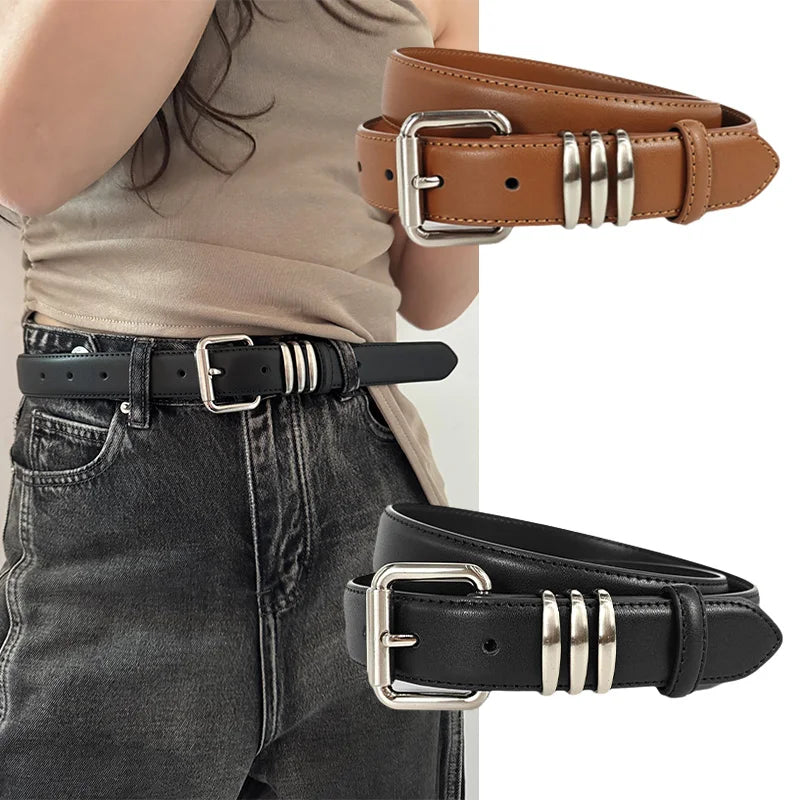 Women's Fashion Genuine Leather Belts Female Gothic Accessories High Quality Punk Waistband Dress Jeans Belts For Woman and men