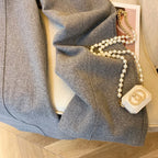 Old money style thick wide leg pants women autumn and winter Korean version solid color hanging feel straight leg pants