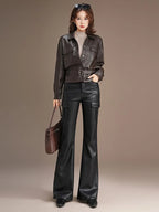 PENDRA Spicy Cargo Pocket High Waist Leather Pants