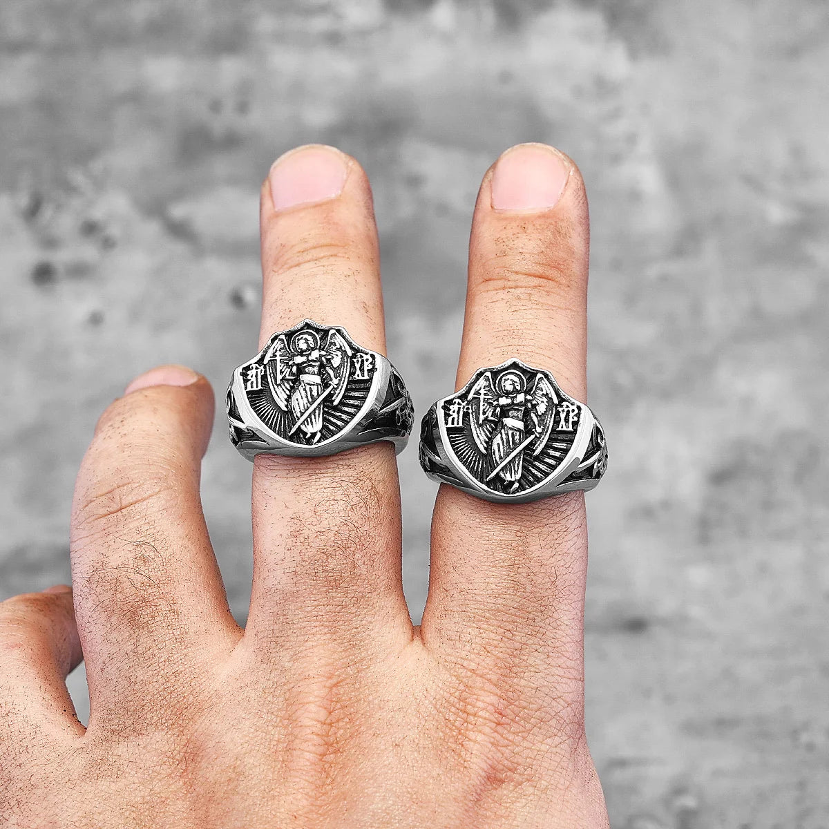 PENDRA Archangel St Michael Steel Ring