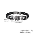 Vintage Elephant Black Leather Bracelet for Men,Trendy Elephant Charms Wristband Gift,An Elephant Never Forgets